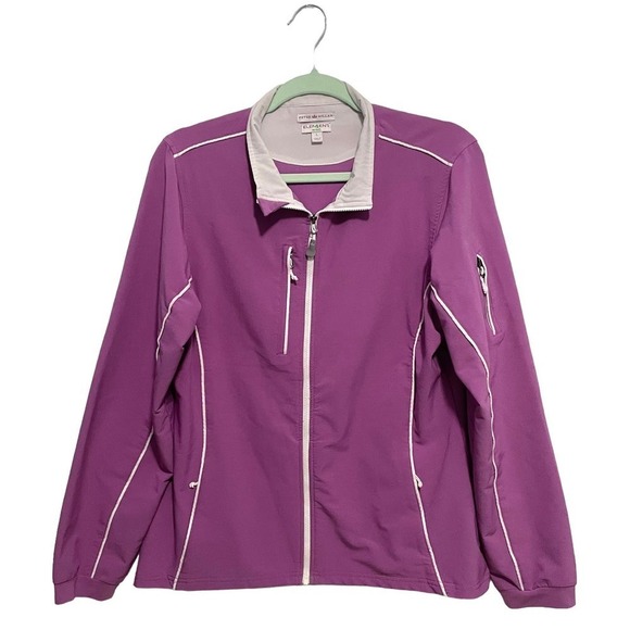 Peter Millar Windbreaker Jacket Purple Large Full-Zip Outdoors Golf Performace - Picture 1 of 10